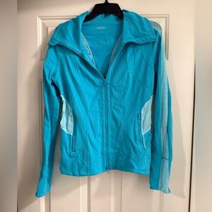 Zella Teal and Light Teal Athletic Zip Jacket